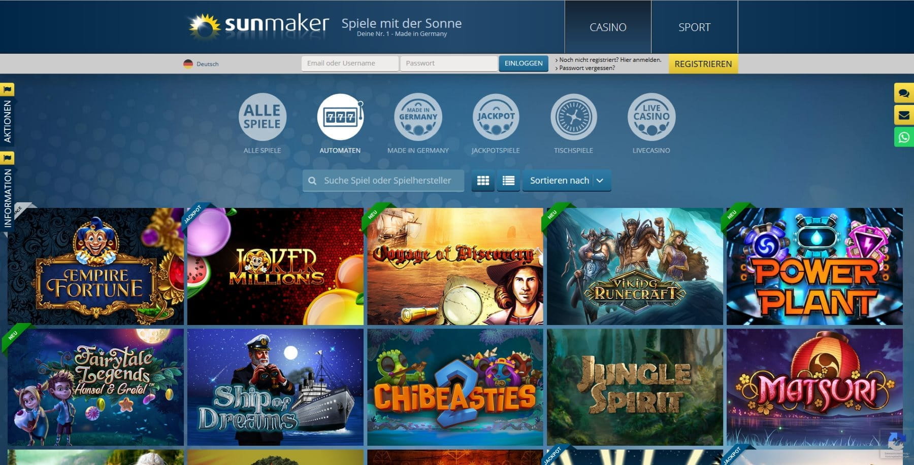 Sunmaker Casino Spielgeld