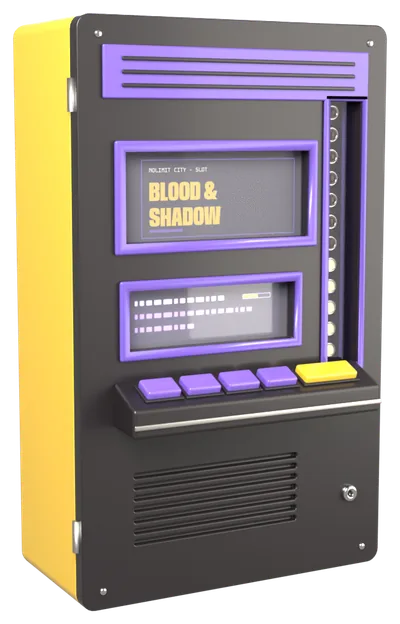 Automat mit dem Blood & Shadow-Logo auf dem Bildschirm