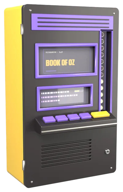 Automat mit dem Book of Oz-Logo auf dem Bildschirm