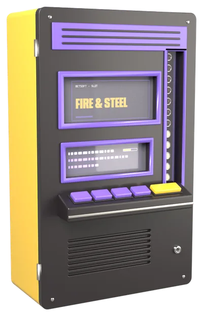 Automat mit dem Fire & Steel-Logo auf dem Bildschirm