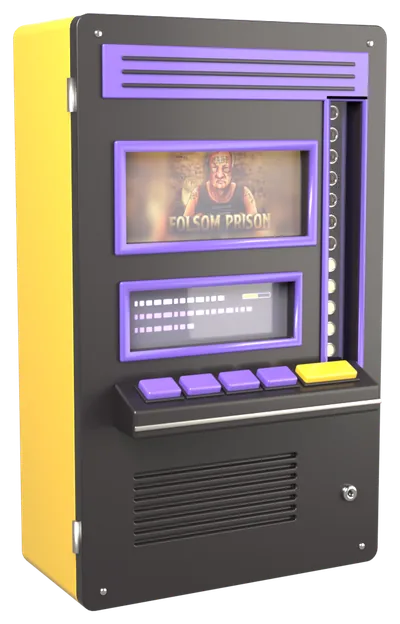 Automat mit dem Folsom Prison-Logo auf dem Bildschirm