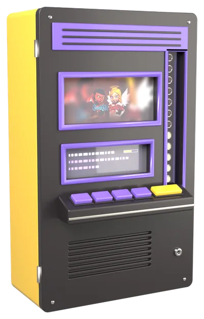 Automat mit dem Good Girl Bad Girl-Logo auf dem Bildschirm