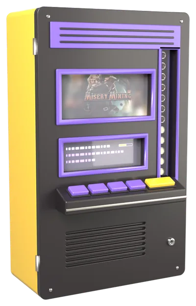 Automat mit dem Misery Mining-Logo auf dem Bildschirm