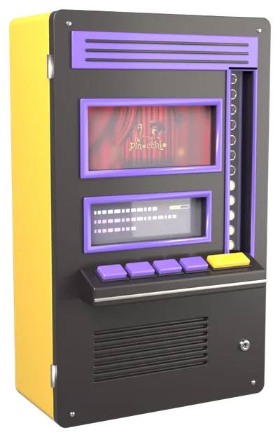 Automat mit dem Pinocchio-Logo auf dem Bildschirm