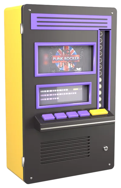 Automat mit dem Punk Rocker-Logo auf dem Bildschirm