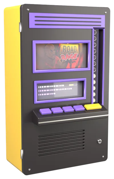 Automat mit dem Road Rage-Logo auf dem Bildschirm