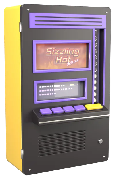 Automat mit dem Sizzling Hot deluxe-Logo auf dem Bildschirm