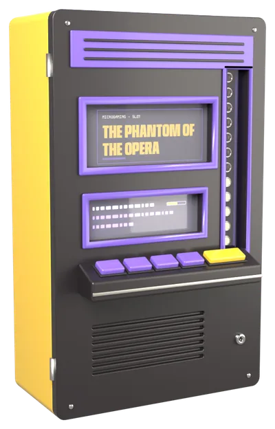 Automat mit dem The Phantom of the Opera-Logo auf dem Bildschirm