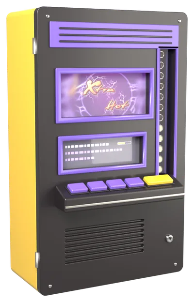 Automat mit dem Xtra Hot-Logo auf dem Bildschirm