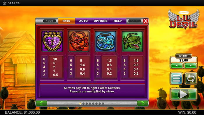 Lil Devil Online Paytable