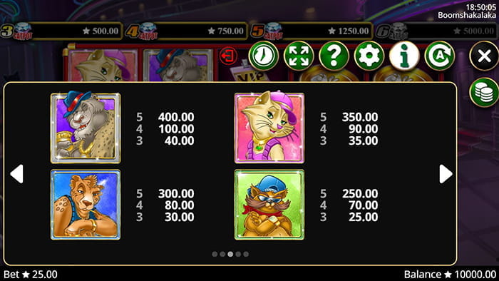Boom Shakalaka Paytable