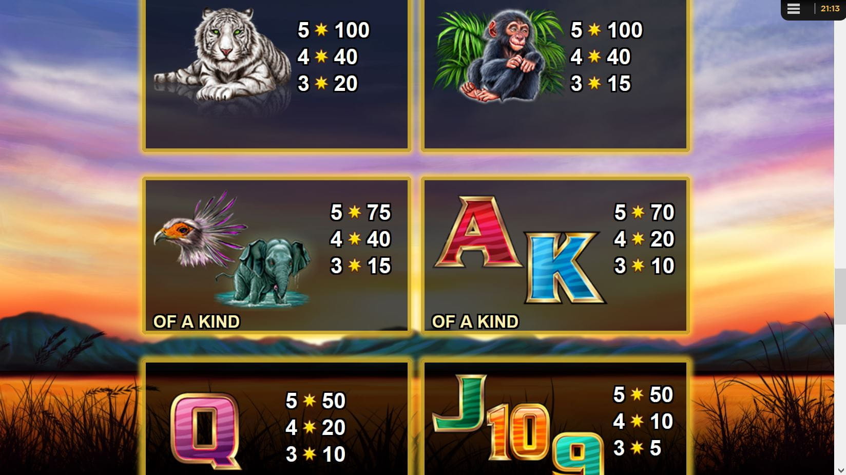 Respin Rhino Online Paytable