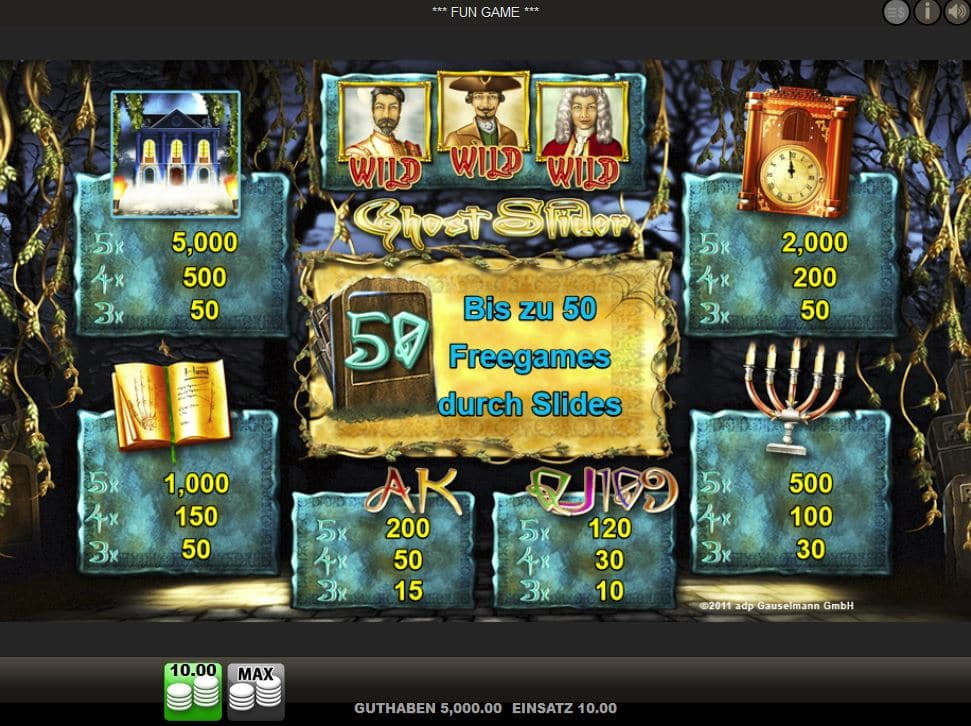 Ghost Slider Paytable