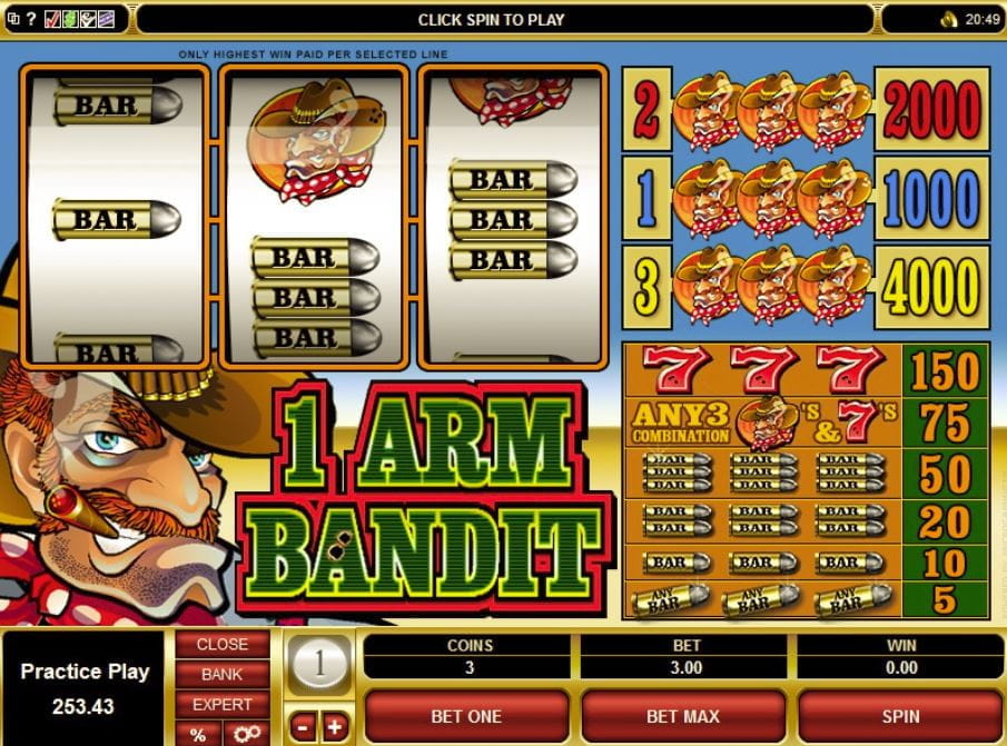 1 Arm Bandit Online Paytable