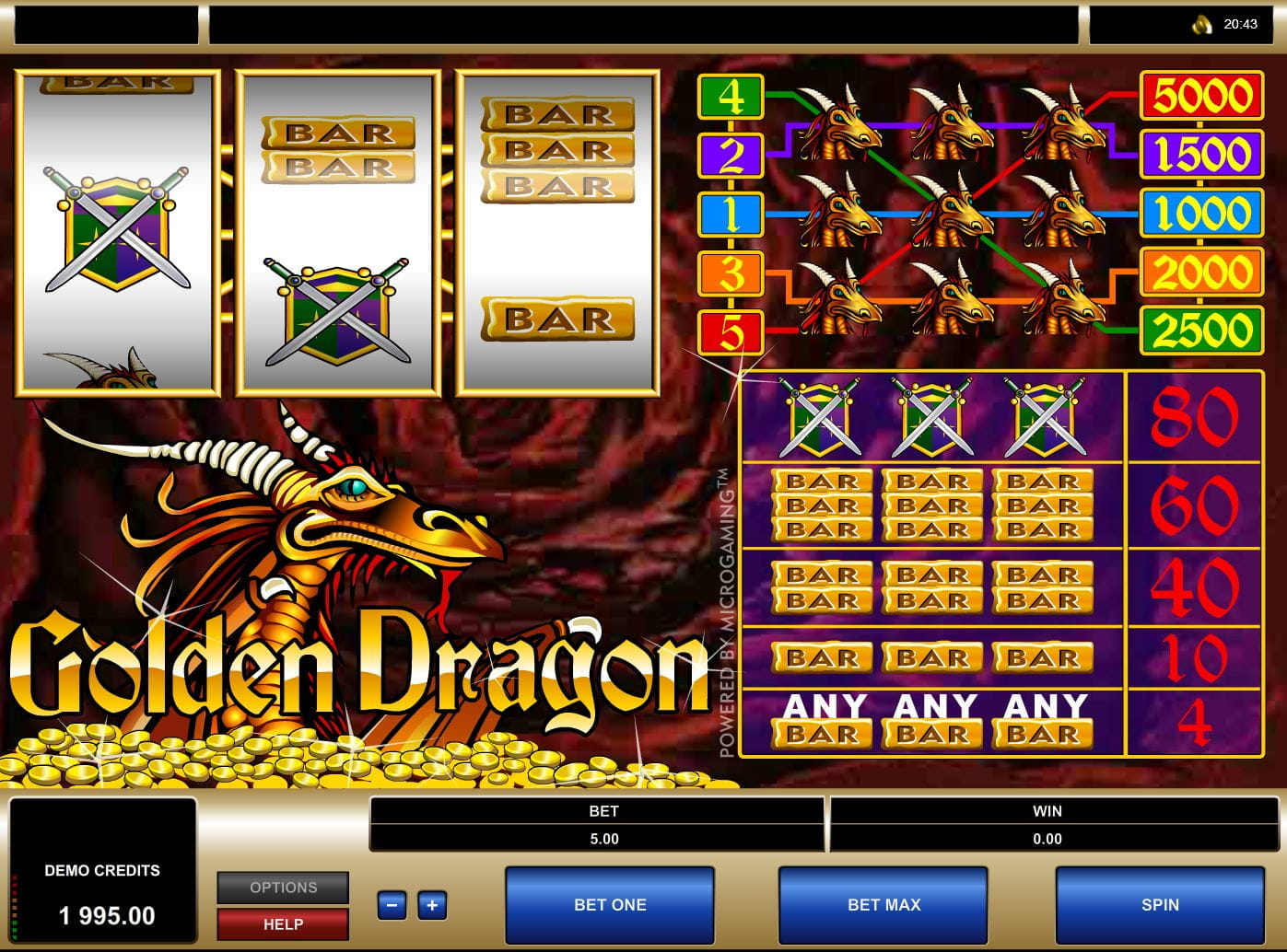 Golden Dragon Online Paytable