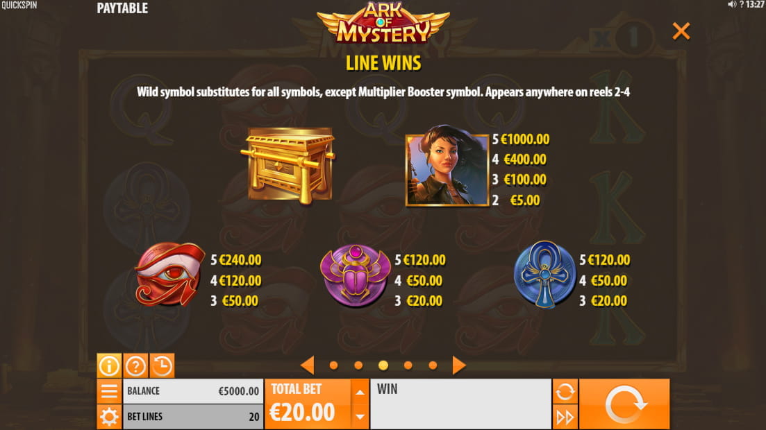Ark of Mystery Paytable